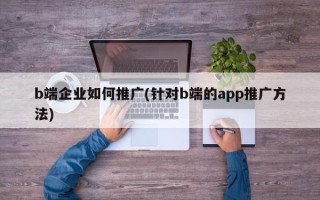 b端企業(yè)如何推廣(針對b端的app推廣方法)